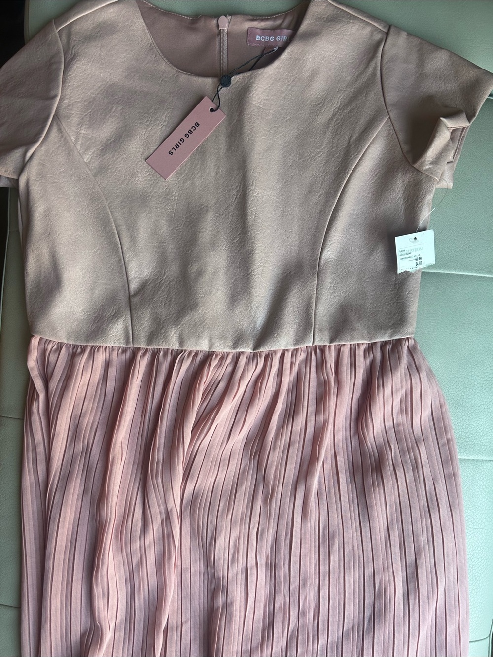 Pleated Blush Pink Short Sleeve Dress NWT